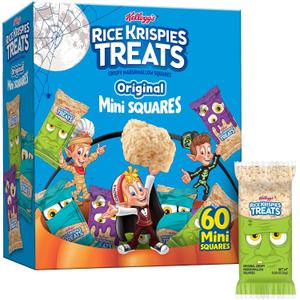 Rice Krispies Treats Crispy Mini Marshmallow Squares, Trick-or-Treat Snacks, Halloween Pack, Original, 23.2oz Box (60 Bars), Expiry: 01/27/26