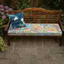 LVTXIII Bench Cushion with Ties, 42x18 Inch Water-Repellent Patio Furniture Cushion, 3" Thick Foam Pad for Outdoor Indoor Window Seat, Porch Swing, Loveseat, Paisley Multi
