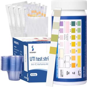 4-in-1 UTI Test Strips, 50ct Full Panel Urinary Tract Infection Test Kit at Home for Women Men Kids, Urinalysis Leukocytes, Nitrites, PH, Protein Urine Strip for UTI and Bladder, 50 Strips 50 Cups, EXP: 10-29-2027