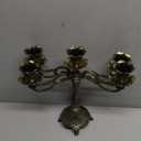 Metal Candelabra 5-Candle 10.1 Inch Tall Candle Holder Stick for Home Wedding Event and Party Festival,Bronze (Bronze-tulip Style)