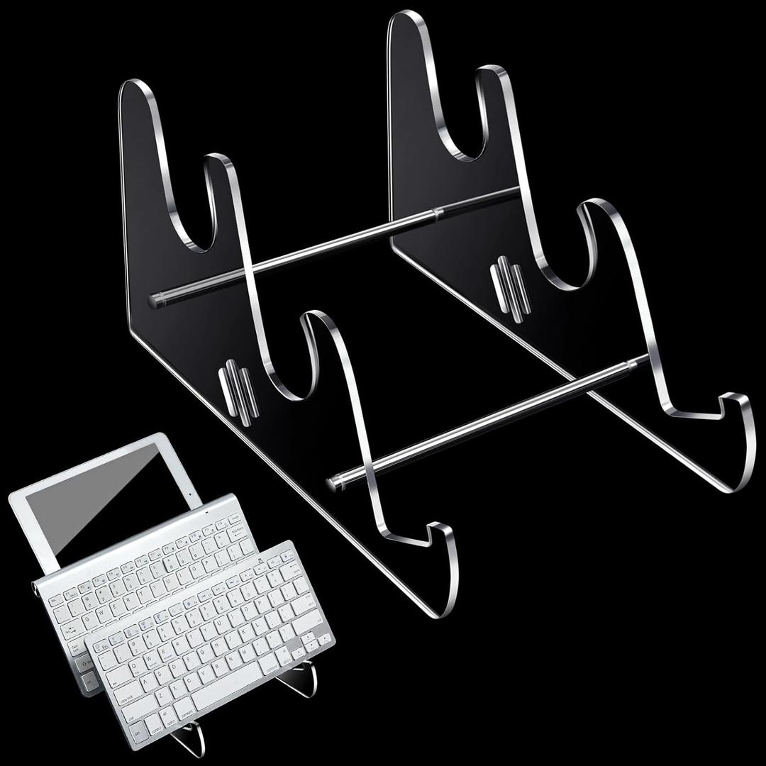 Taiyin Acrylic Keyboard Display Stand Holder Mechanical Computer Stand Shelf for Desk Transparent Acrylic 3 Tier Keyboards Storage Holder Tray for Computer Tablet Picture Frame