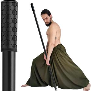 5ft Yoga Stick from Natural Bamboo - Non-Slip Handle Stretching Stick for Mobility,Versatile Exercise Tool with Flexibility,Stretch Bar for All Fitness Levels,Rehabilitation,and Posture (Black)