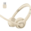 Wireless Headset with AI Noise Cancelling Microphone Bluetooth Headset - Bluetooth V5.2 Headphones with USB Dongle & Mic Mute for Computer/Laptop/PC/iPhone/Android/Cell Phones (White)