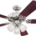 Westinghouse 7237100 Vintage Indoor Ceiling Fan with Light, 52 Inch, Brushed Nickel