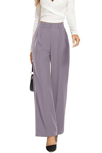 FUNYYZO Women's Wide Leg Pants High Elastic Waisted in The Back Business Work Trousers Long Straight Suit Pants, S FUNYYZO Women's Wide Leg Pants High Elastic Waisted in The Back Business Work Trousers Long Straight Suit Pants, S