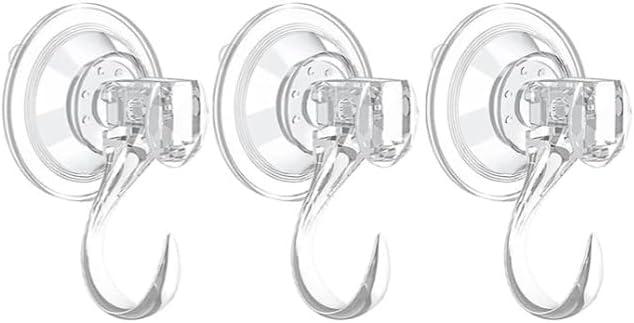 3 Pack Clear Suction Cup Hooks, Heavy-Duty Reusable Wreath Hangers for Glass Windows Smooth Doors, Waterproof Suction Cup Hooks for Shower Bathroom kitchenware and Christmas Wreaths,Up to 15 lbs (3)