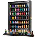 OCEYVI Minifigure Display Case Wall Mounted Lockable Cabinet with UV Door, Adjustable Shelves & Anti-Slip Strips – for Building Block Toys, Model Cars, Action Figures, Coins, Medals, Black