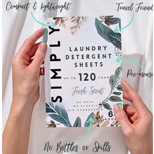 SIMPLY Laundry Detergent Sheets - UP TO 120+ Loads - Fresh Scent - 60 Detergent Sheets - Concentrated Liquidless Laundry Soap - No Plastic Jug -