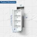 Qeke 14x36 Recessed Medicine Cabinet, Medicine Cabinet No Mirror, 304 Stainless Steel Medicine Wall Niche with 4-Tiers Shelves, Matte White