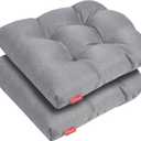 Pcinfuns Outdoor Wicker Cushion Set 19 x 19 x 5 Inch Seat Patio Cushions Round Corner Chair Pads Premium Comfortable Thick Fiber Fill Tufted Cushion,2 Pack,Light Grey