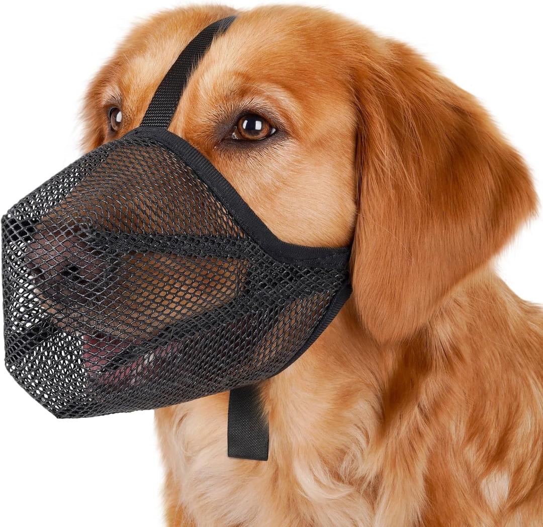 Mayerzon Dog Muzzle, Soft Mesh Muzzle for Small Medium Large Dogs Anti Bite Scavenging, Breathable Adjustable Mouth Guard for German Shepherd Labrador Golden Retriever in Grooming Walking Vet Visits (M , Black)