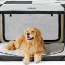 Lesure Collapsible Dog Crate - Portable Travel Kennel for Extra Large Dog, 4-Door Pet Crate with Mesh Windows, Indoor & Outdoor, Light Gray