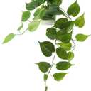 Fake Pothos Hanging Plant Artificial Plastic Ivy Vines with White Pot, Realistic Faux Greenery for Indoor Home Office Bathroom Shelf Cabinet Decoration