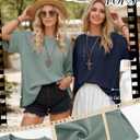 3 Pack Women's Oversized Waffle Knit Short Sleeve Tops Side Split Crewneck Loose Long T-Shirts Summer Casual Tees (XL)