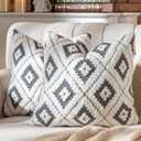 AmHoo Pack of 2 Decorative Throw Pillow Covers Rhomboid Luxury Super Soft Plush Set Case Cushion for Couch Sofa Bedroom 20 x 20-Inch Steel Grey