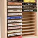 Cassette Tape Storage Rack, 24-slot Wood Cassette Tape Holder, Wall Mount or Freestanding Audio Cassette Organizer, Playing Card Storage, Unfinished Pine