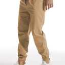 YAXHWIV Men's Casual Joggers Pants Cotton Drawstring Twill Cargo Pants Lightweight Tapered Track Jogging Sweatpants (XL)