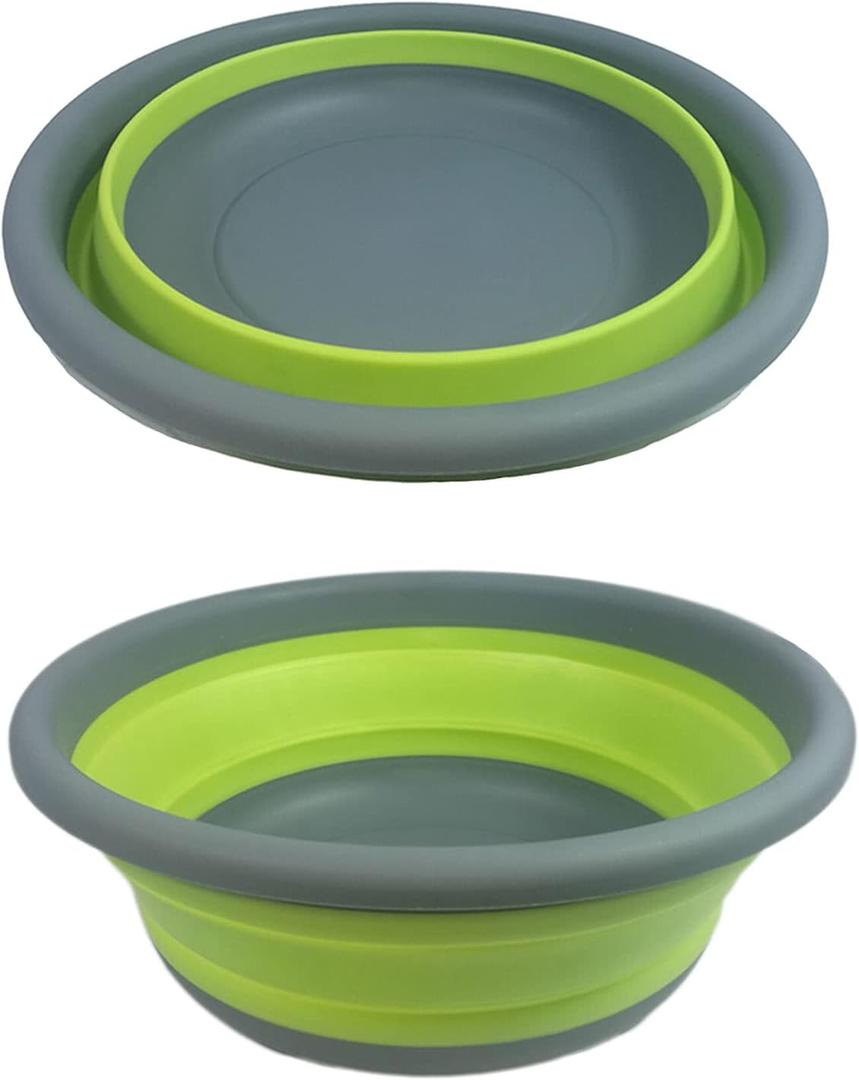 Ahyuan Collapsible Portable Wash Basin Dishpan 5L Kitchen Dish Pans Washing Basin Foldable Wash Dish Tub for Camping Supplies, Marine, Camper Accessories for Travel Trailers (Green)