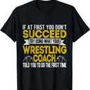 Funny Wrestling Coach Scholastic Folkstyle Wrestling Retro T-Shirt (Small, Black)
