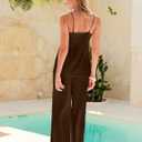 Womens Two Piece Sets Summer Spaghetti Strap Tank Top Wide Leg Pants Lounge Sets Travel Beach Vacation Outfits Summer (Brown, S)