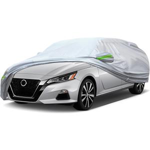 Full Car Cover Universal 6 Layers Outdoor Thicked All Weather Cover, Sunshield, Waterproof, Snow Proof, UV Proof, Scratch Proof, Bird Droppings, 6 Reflective Strips, Fits Sedans up 188"-198"