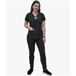 YOGAFLEX Jogger Scrubs for Women Set. Regular and PETITE. Side Spandex 2 Pockets Top with Yoga Waist Joggers S