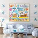 Outus 105 Pieces Under The Sea Bulletin Board Decorations Set Summer Ocean Bulletin Board Decorations Sea Animals Cutouts for Classroom School Chalkboard Church Wall Sunday Decor