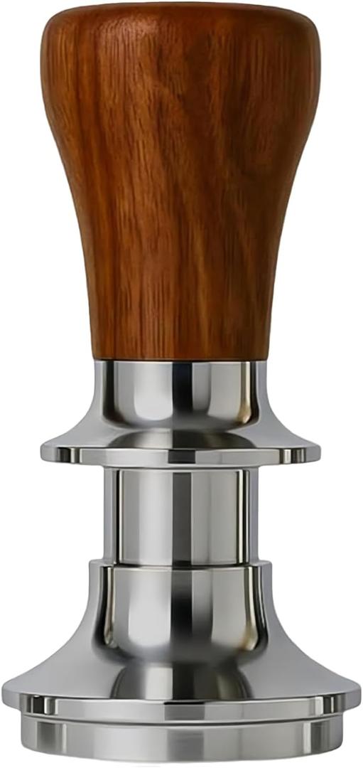 Coffee Espresso Tamper with WDT Tool, Coffee Press with Silicone Mat, 100% Flat Stainless Steel Base Tamper for Espresso Coffee Machine (Brown2, 51mm)