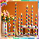 12 Pcs Rainbow Pride Stripe Taper Candles Decor Rainbow Gay Pride Burning Candles 10 Inch Tall Gay Pride Candles Set for Gay Lesbian Celebration Gifts