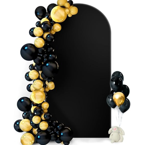 HEMMOTOP 7.2 ft Black Arch Backdrop Cover (No Arch Stand), Ivory Spandex Arch Covers Stretchy Backdrop for Balloon, Wedding, Birthday Party, Baby Shower, Banquet Arch Decoratio