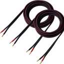 14 AWG HD Premium Soft Touch HiFi Speaker Cable with Banana Plugs (2 Pack, 3 Feet) 14 Gauge Banana Wire for Bi-Wire Bi-Amp HiFi Surround Sound Oxygen-Free Copper - Black
