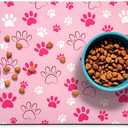 Dog Food Mat, Absorbent Water Bowl Mats Cat Pet Feeding Placemats Pink 12 * 20 inch