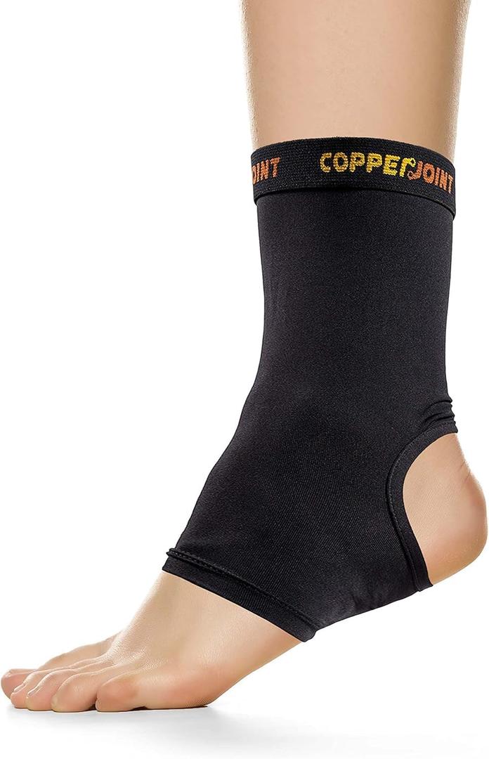 CopperJoint Athletic Foot Ankle Compression Sleeve  Pull On Copper Ankle Brace Women Support, Foot Sleeves, Breathable Elastic Braces Design for Basketball, Running, Sports - Single (Medium)