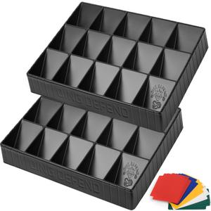 Storage Standard 2 Pack Card Sorting Tray - Stackable Trading Cards Organizer, 15-Compartment Playing Organizing Tool - Sorter for Raw, Sleeved and Top Loaders, Includes Label Dividers