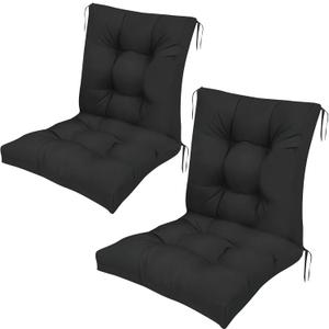 Outdoor Chair Cushion Set of 2 Black Waterproof Non Slip Tufted Thick Patio Wicker Chair Seat Cushion for Indoor Outdoor Furniture Rattan Chair,41.7 * 20.8 * 3.9"