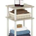 Furinno JUST Side Table, 3-Tier End Table, Open Shelves Night Stand, Bedside Table, Toolless Assembly, for Living Room, Bedroom, Bathroom, Sonoma Oak (1-Pack, Plastic Poles)