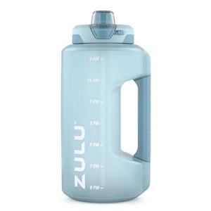 Zulu Goals Half Gallon Jug with Time Marker & Handle for All Day Hydration & Silicone Straw with Locking, Leak-Proof Lid, BPA Free, 64oz (Dusty Blue)