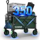 VIVOSUN Collapsible Folding Wagon, 350 lb Load-Bearing Outdoor Utility Cart with Silent Universal Wheels, Cup Holders &Side Pockets, Adjustable Handle, for Camping, Garden, Sports, Picnic, Shopping (Green)