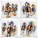 Nepnuser Kentucky Throw Pillow Covers 18x18 Set of 4 Churchill Downs Horse Racing Decoration for Bed Couch Sofa Home Decor