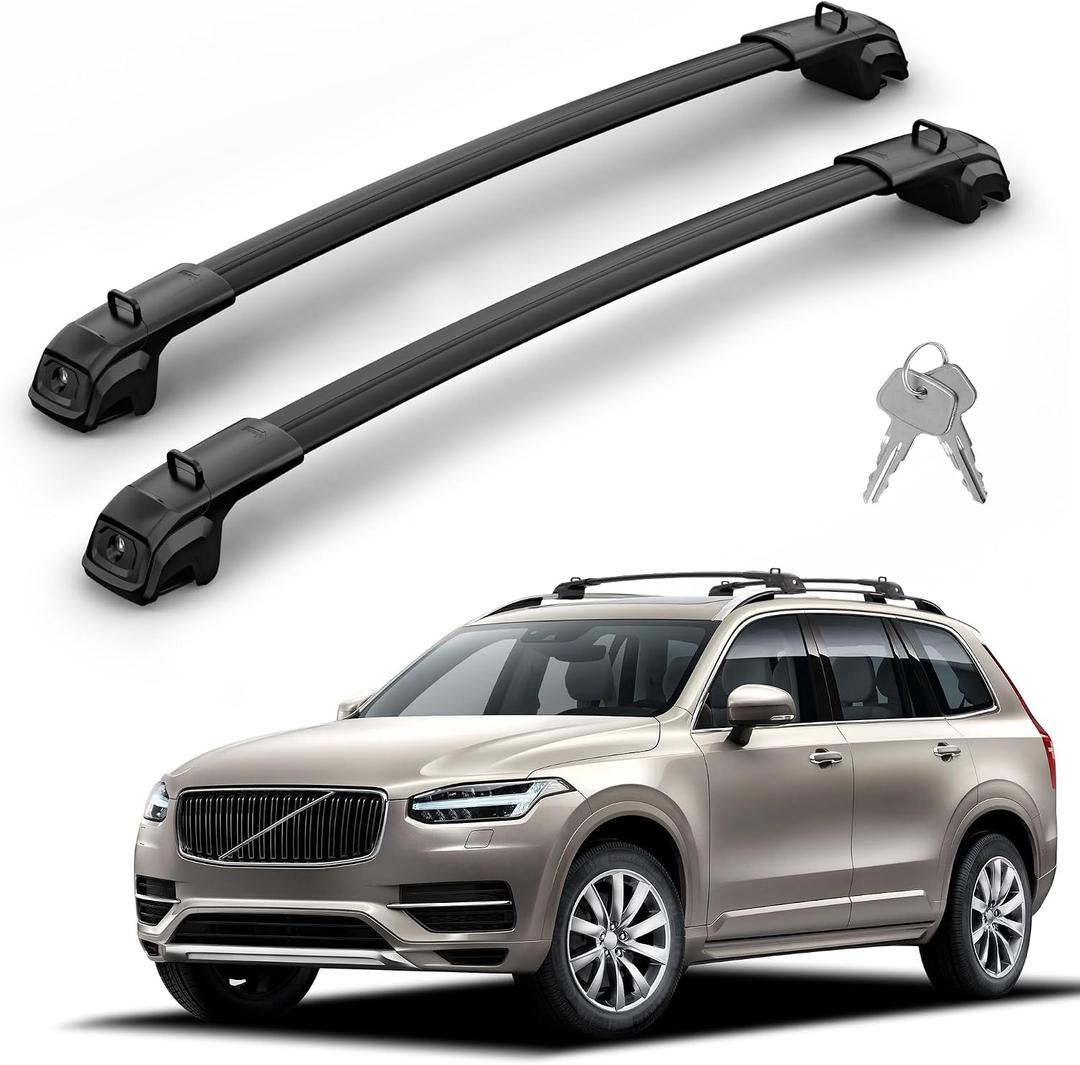 Richeer 330LBS Roof Rack Cross Bars for 2016-2024 Volvo XC90 | Lockable Heavy Duty Aluminum Cross Bar Modified Tie-Down Loops for Cargo Racks Rooftop Luggage Carrier Bicycle