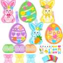 JarThenaAMCS 24Pcs Easter Craft Kit Suncatchers Crafts Colorful Cute Bunny Rabbit Egg Tissue Paper Sign for Easter Spring Holiday Party Favors Window Art DIY Project