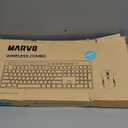 Wireless Keyboard and Mouse Combo, MARVO 2.4G Ergonomic Wireless Computer Keyboard with Phone Tablet Holder, Silent Mouse with 6 Button, Compatible with MacBook, Windows (Black)