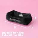 Juicy Couture Crown Bling Black Pet Bed for Dogs and Cats - Small 24" x 14" x 8"