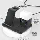 Wireless Charger for iPhone, 6in1 Fast Phone Charger Stand Dock Alarm Clock Night Light, Wireless Charging Station for Apple Watch, for Airpods 3/2/Pro, for iPhone 17/1615/14/13/12/11/Pro/Max (Black)