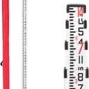 Grade Stick, 14-Foot Dual Sided Aluminum Grade Rod - 10ths, 4 Sections Telescopic Leveling Rod with Bubble Level - Laser Level Stick with Soft Carrying Bag for Construction (14FOOT 10TH)