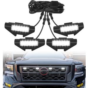 Grill Lights for Nissan Frontier 2022-2024 Front Bumper Grille Marker Accent Head Lamps DRL PRO 4X X S SV SL Accessories (White)