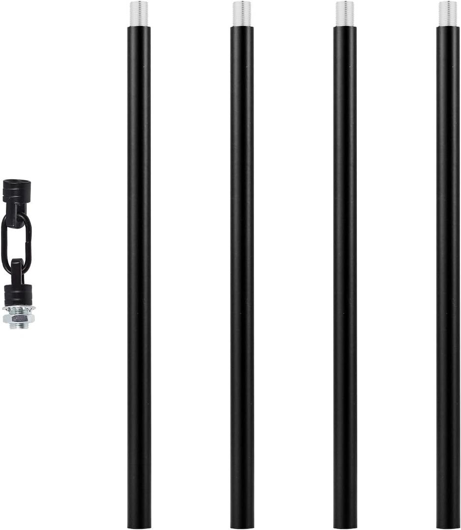 Matte Black M12 Threaded Extension Rod Adapter Kits for Pendant Light, Island Lighting,Chandeliers, lighting fixture downrods & stems
