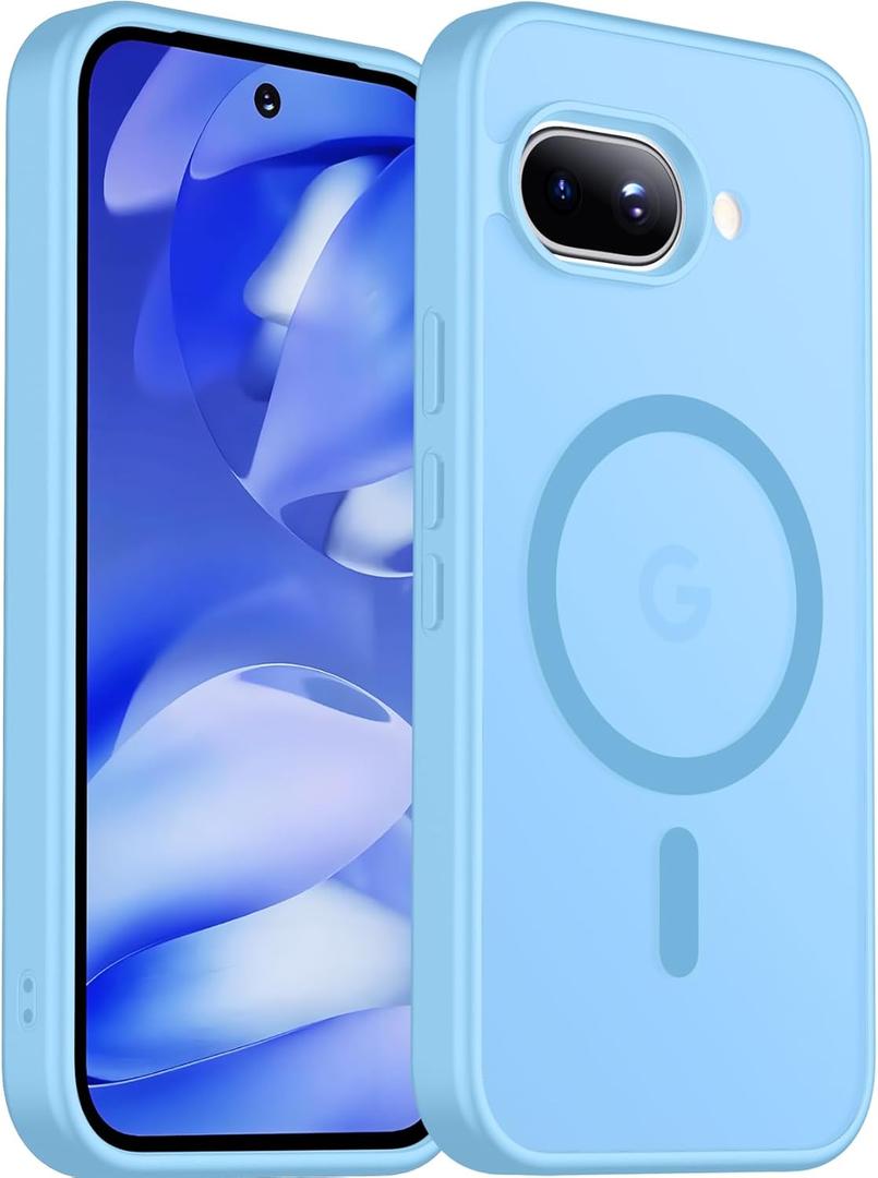 SPIDERCASE Magnetic for Google Pixel 9A Case, Military Grade Drop Protection Slim Translucent Matte Shockproof Anti-Fingerprint Phone Case for Pixel 9A, Light Blue