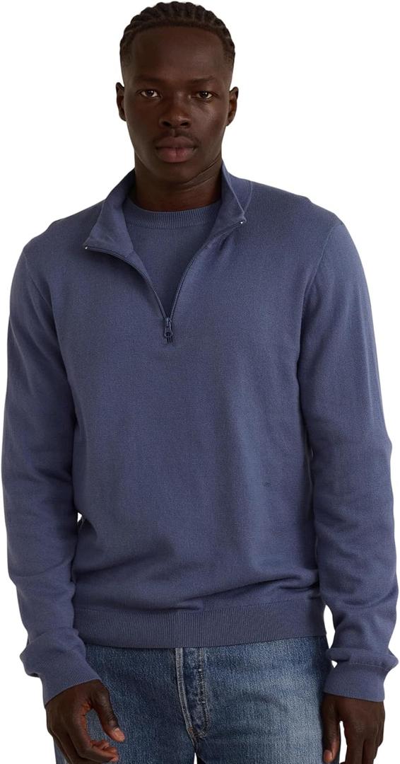 Organic Basics Men's Soft Knit Half Zip Sweater