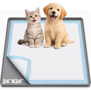 Dog Pee Pad Holder，Fits Up to 24" x 24" Pee Pad Holder for Dogs，Portable，Leak-Proof Silicone Puppy Pad Holder Tray，Easy to Clean Dog Training Pads for Indoor Floor Protection，Potty Mat Holder